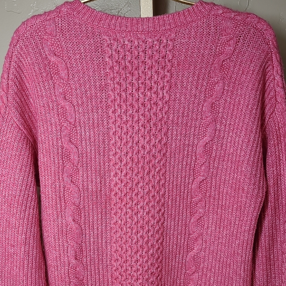 Cabi Vibrant Pink Cable Knit Sweater‎ - Picture 8 of 14